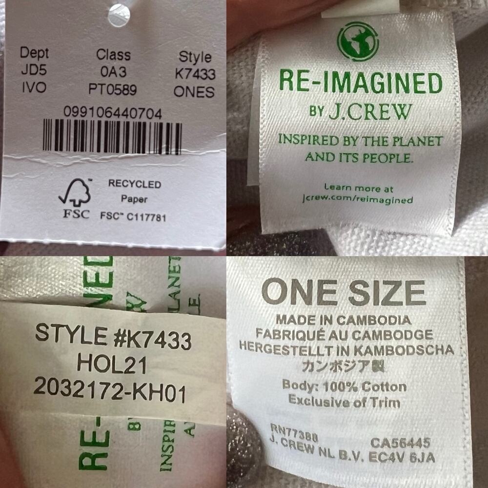 J. Crew RE-IMAGINED Red, White, & Light Blue Plaid 100% Cotton Tote Bag One Size - Picture 9 of 10